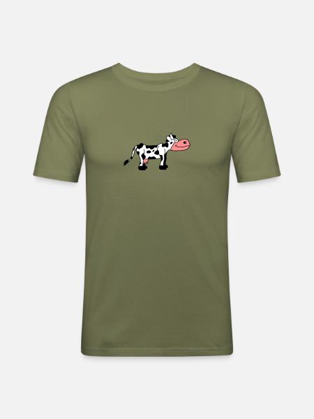Cow Comic - T-shirt près du corps Homme - vert kaki