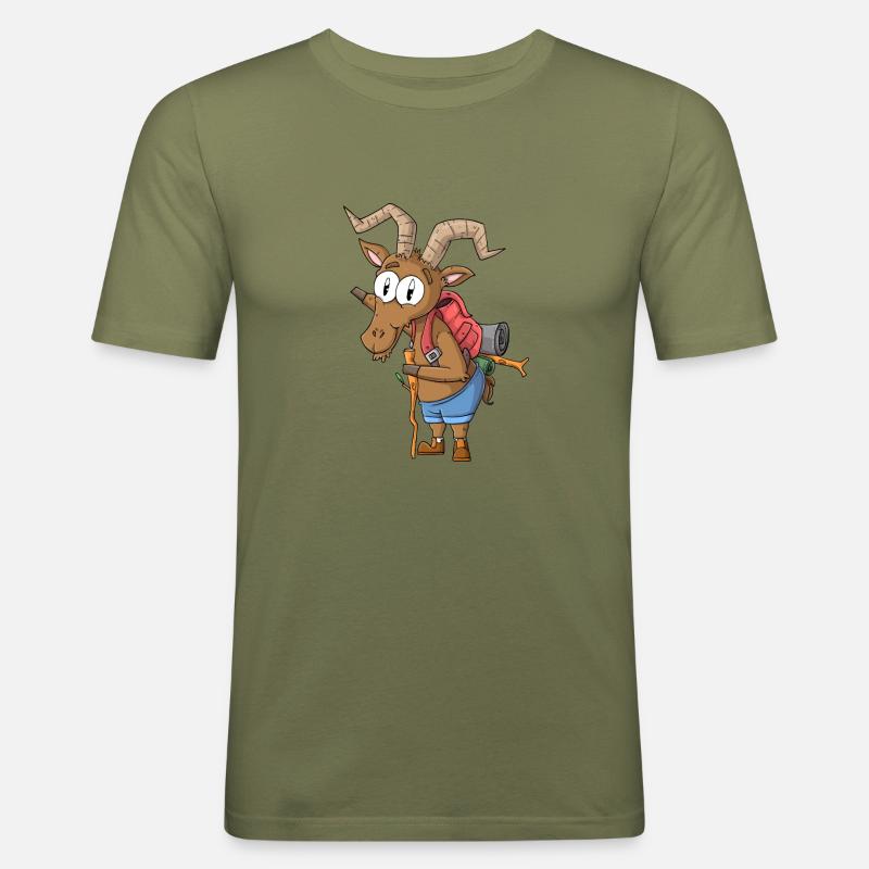 Steinbock Wanderer / Wandernder Steinbock - Männer Slim Fit T-Shirt - Khaki Grün
