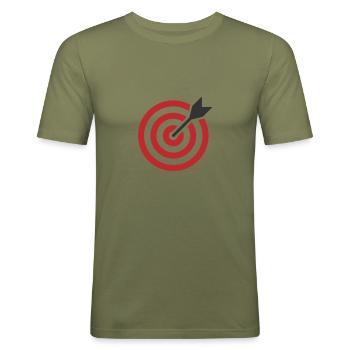 Bullseye Target Logo Symbol - Men's Slim Fit T-Shirt - khaki green - Front - Jaron (178cm)