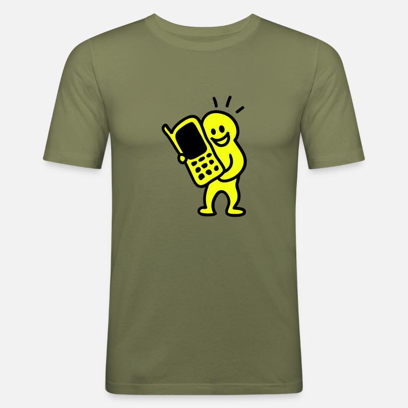 Tefefonieren Handy - Männer Slim Fit T-Shirt - Khaki Grün