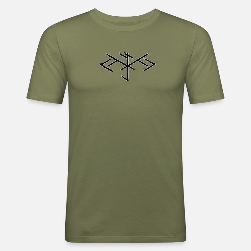 Logo Bindrune - Männer Slim Fit T-Shirt - Khaki Grün
