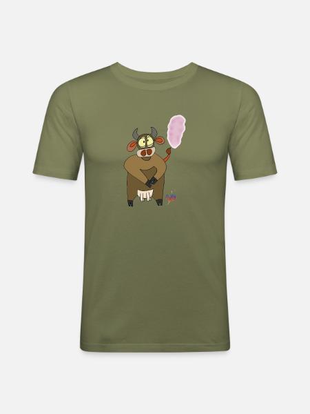 Cow Fart DeHai - Männer Slim Fit T-Shirt - Khaki Grün
