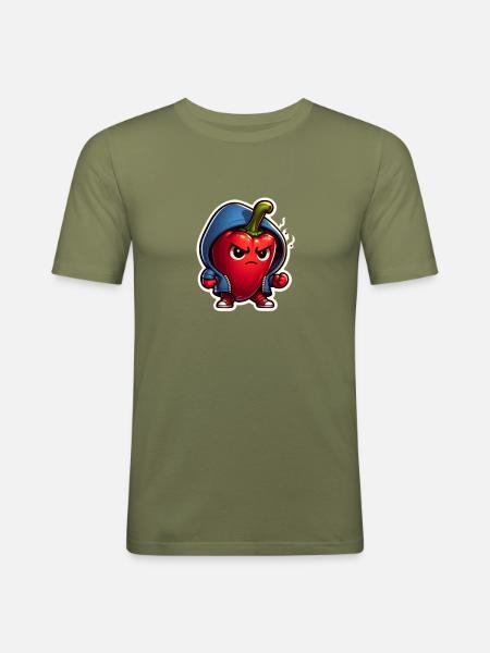 Wütende Paprika - Männer Slim Fit T-Shirt - Khaki Grün
