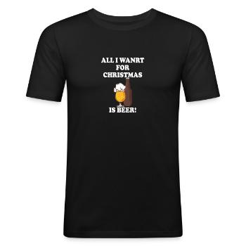 Design pour les vrais fanatiques de bière - T-shirt près du corps Homme - noir - Devant - Nik (191cm)
