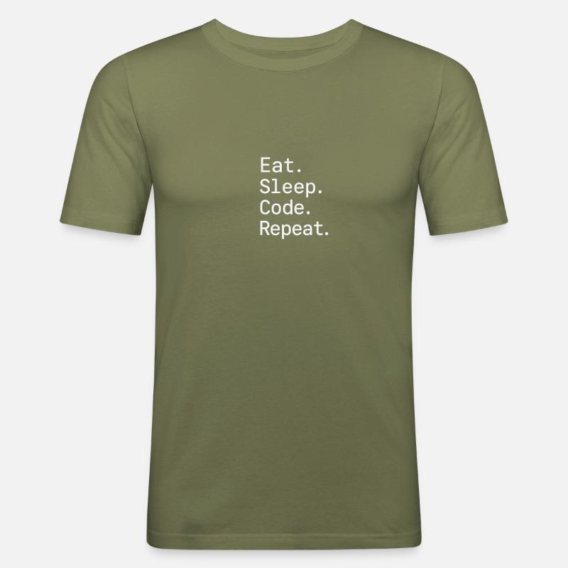 Eat. Sleep. Code. Repeat. - Männer Slim Fit T-Shirt - Khaki Grün