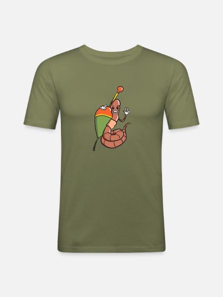 Regenwurm - Männer Slim Fit T-Shirt - Khaki Grün