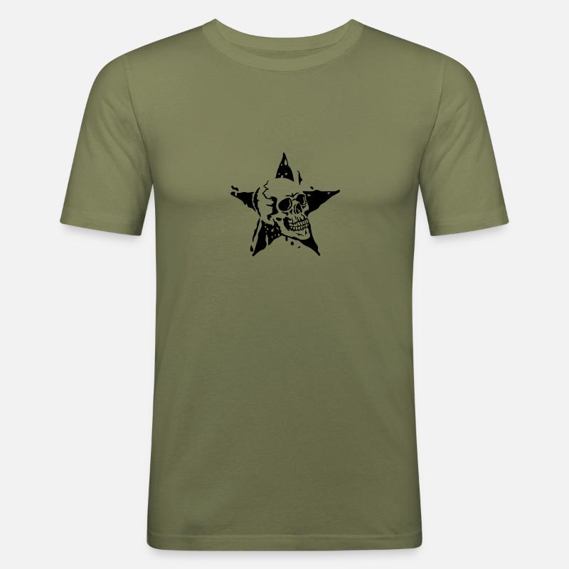 Todesstern Todes Kopf etoile5 - Männer Slim Fit T-Shirt - Khaki Grün