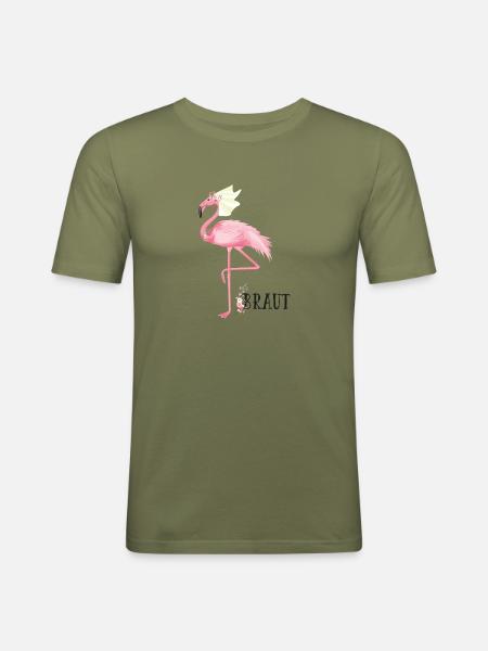 Flamingo Braut - Männer Slim Fit T-Shirt - Khaki Grün