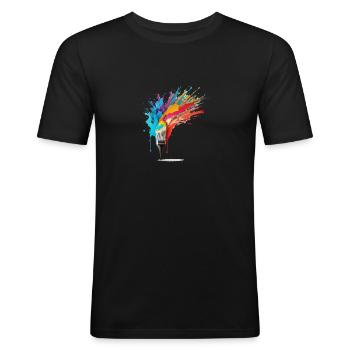 Colorful Paintbrush Design - Men's Slim Fit T-Shirt - black - Front - Nik (191cm)