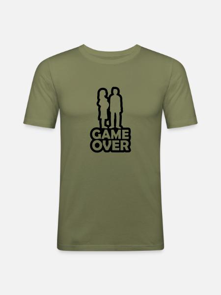 Papa Mama Game Over - Men's Slim Fit T-Shirt - khaki green