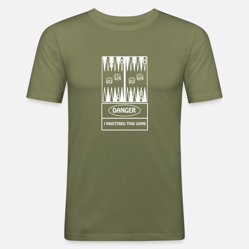 boardgame chess backgammon game night - Männer Slim Fit T-Shirt - Khaki Grün