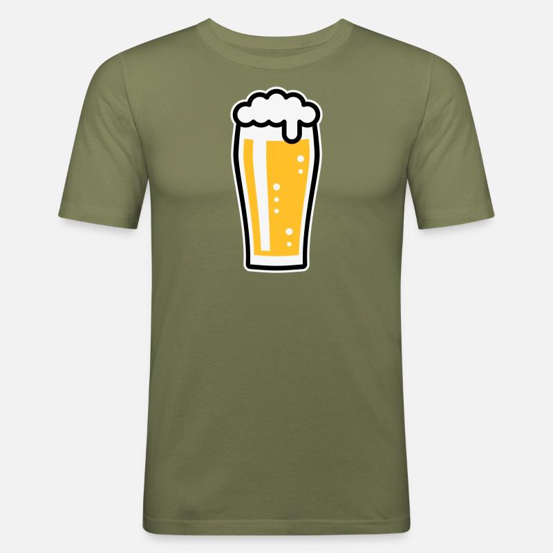 Bierglas (Bier / Willibecher / 3C) - Männer Slim Fit T-Shirt - Khaki Grün