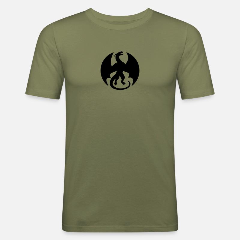 Drache - Männer Slim Fit T-Shirt - Khaki Grün