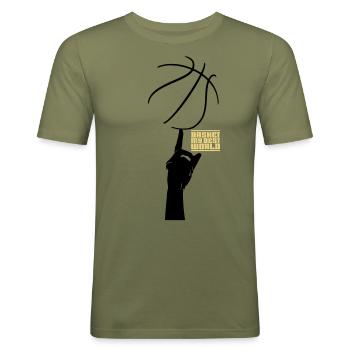 Korb meine beste Welt - Männer Slim Fit T-Shirt - Khaki Grün - Vorne - Jaron (178cm)