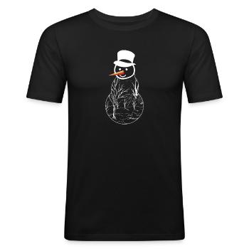 J’aime l’hiver, la neige, le froid et le bonhomme de neige - T-shirt près du corps Homme - noir - Devant - Nik (191cm)