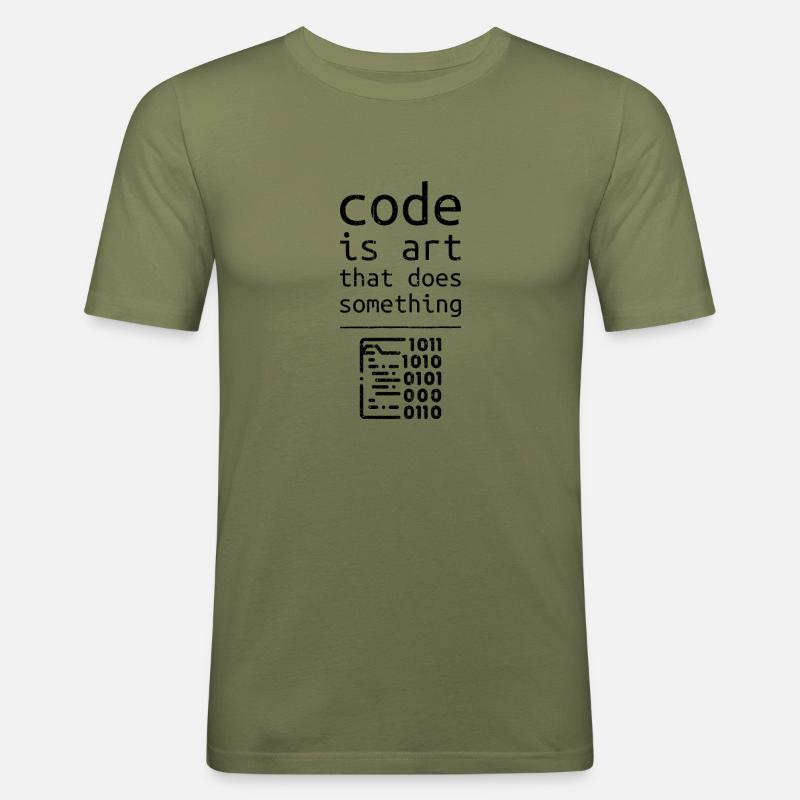 Code Coder Entwickler Programmierer Geschenk - Männer Slim Fit T-Shirt - Khaki Grün
