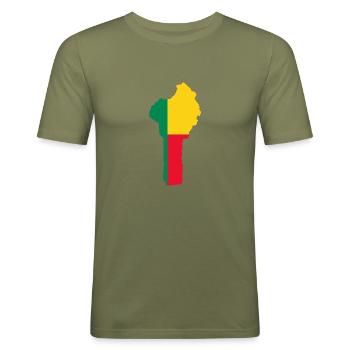 Benin flag - Men's Slim Fit T-Shirt - khaki green - Front - Jaron (178cm)