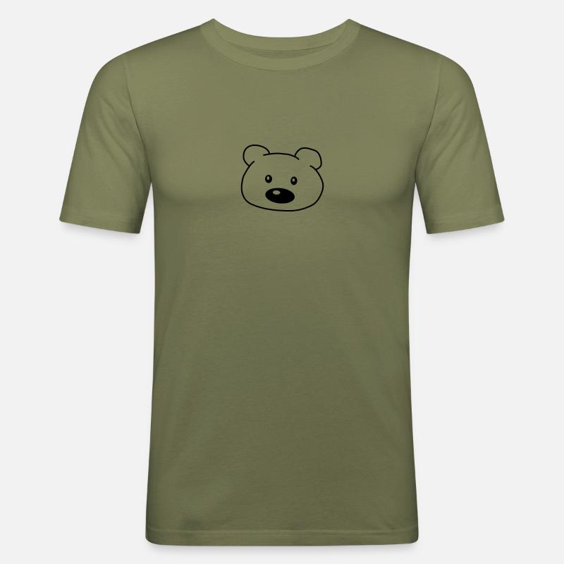 Bear Head - Männer Slim Fit T-Shirt - Khaki Grün