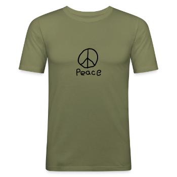 Peace - Männer Slim Fit T-Shirt - Khaki Grün - Vorne - Jaron (178cm)