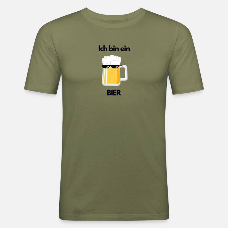 Ich bin ein Bier - Männer Slim Fit T-Shirt - Khaki Grün