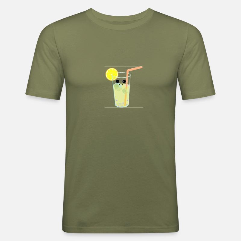 Bubble Tea - Männer Slim Fit T-Shirt - Khaki Grün