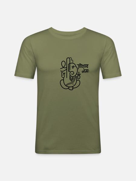Ganesha Elephant No.05_1c - Men's Slim Fit T-Shirt - khaki green