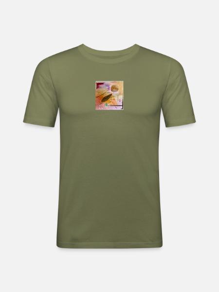 Gabi ART "In Bewegung" - Männer Slim Fit T-Shirt - Khaki Grün