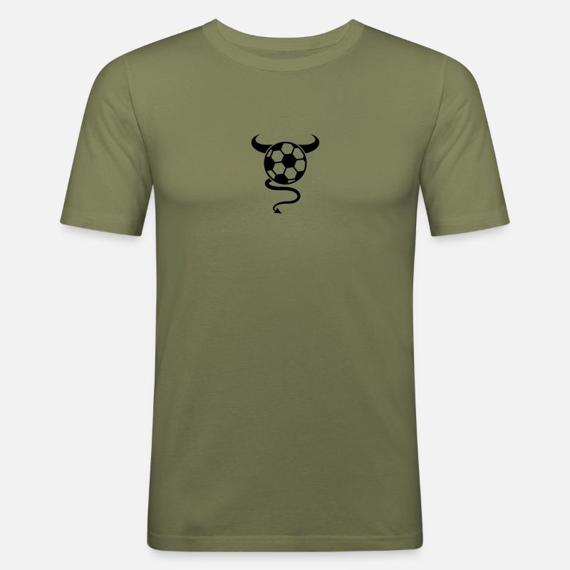Soccer Devil Logo Design - Männer Slim Fit T-Shirt - Khaki Grün