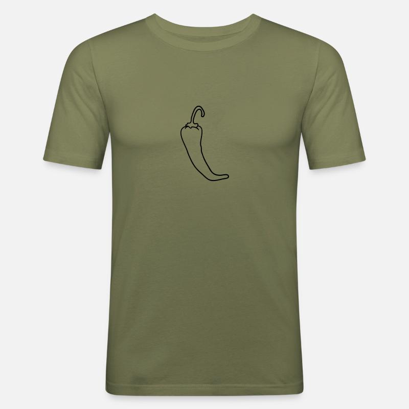 Les piments Chili chaud chaud - T-shirt près du corps Homme - vert kaki