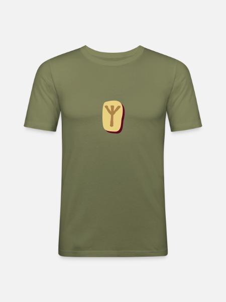 Algiz Rune - Men's Slim Fit T-Shirt - khaki green