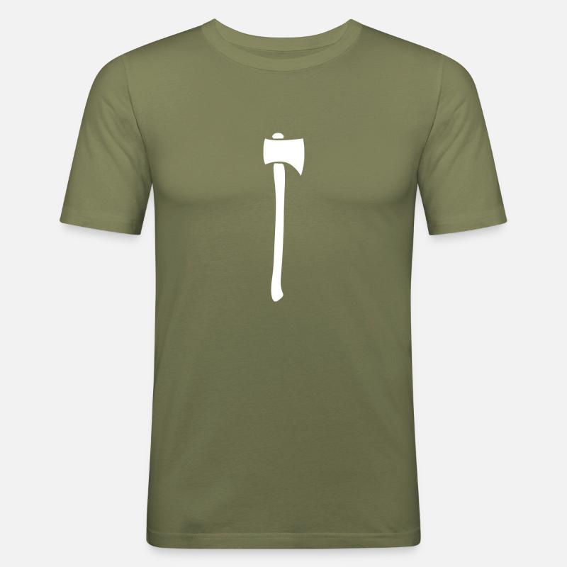 Axt Holzhacker silhouette - Männer Slim Fit T-Shirt - Khaki Grün