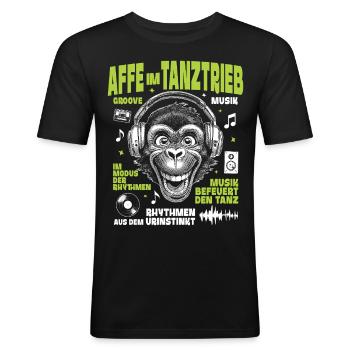 Chemise Monkey Groove : Dancing Beats in the Jungle - T-shirt près du corps Homme - noir - Devant - Nik (191cm)