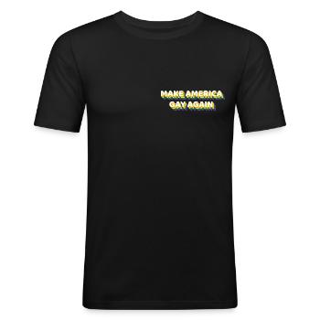 Again_colors - Men's Slim Fit T-Shirt - black - Front - Nik (191cm)