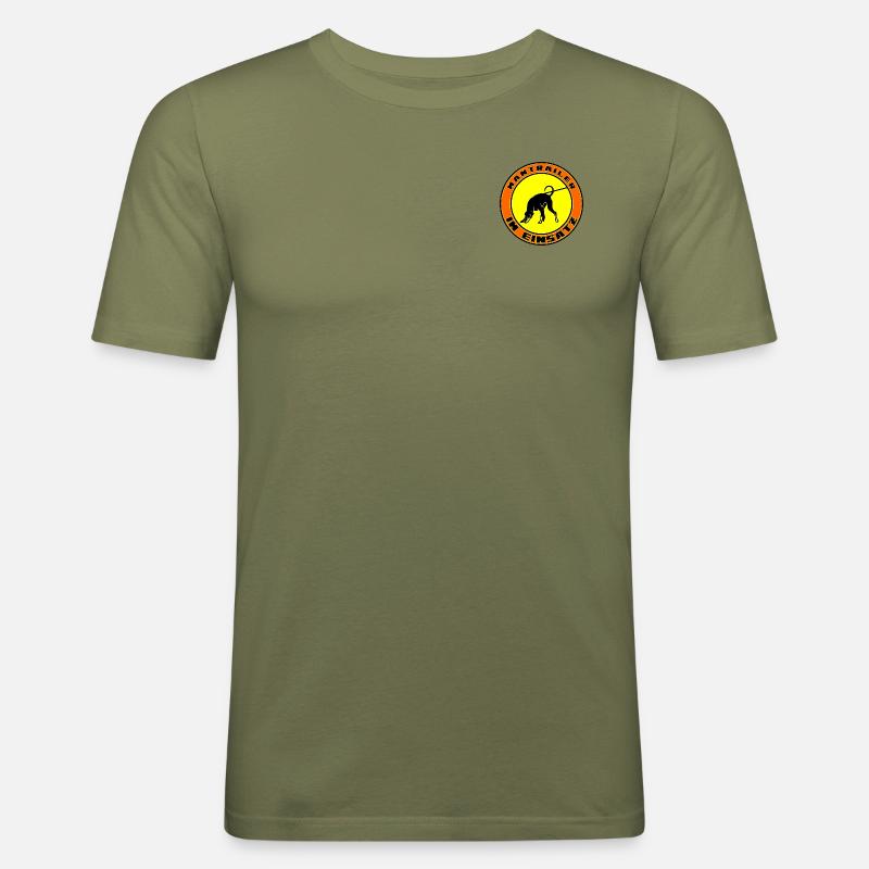 Mantrailer im Einsatz Dobermann - Männer Slim Fit T-Shirt - Khaki Grün