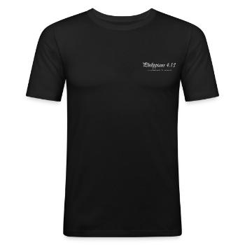 Philipper 4:13 - Männer Slim Fit T-Shirt - Schwarz - Vorne - Nik (191cm)