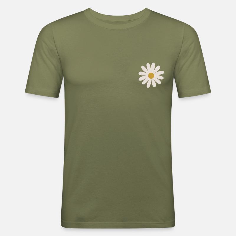 Gänseblümchen - Männer Slim Fit T-Shirt - Khaki Grün