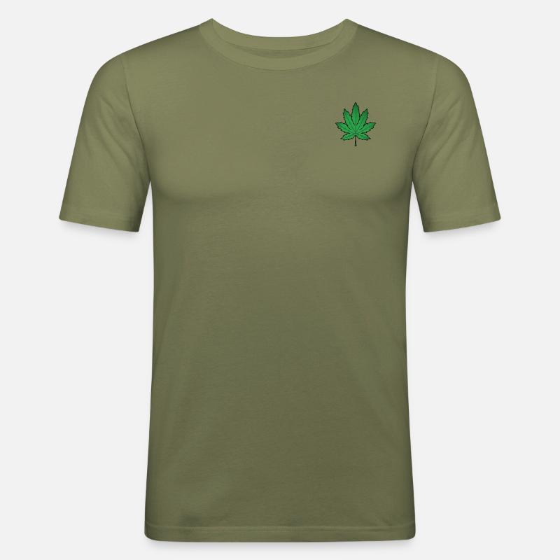 High Leaf Cannabisblatt - Männer Slim Fit T-Shirt - Khaki Grün