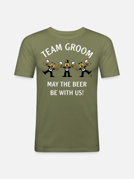 Team Groom (karikatur / øl med os / 3C / W) - Herre Slim Fit T-Shirt - kakigrøn