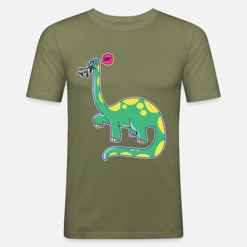 Dinosaurier hat schlechte Laune - Männer Slim Fit T-Shirt - Khaki Grün
