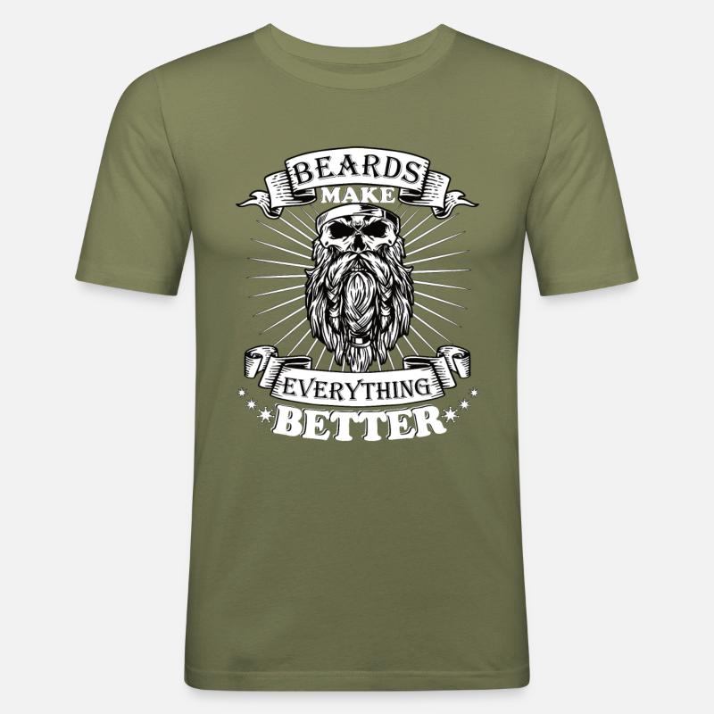Beards make everything better - Men's Slim Fit T-Shirt - khaki green