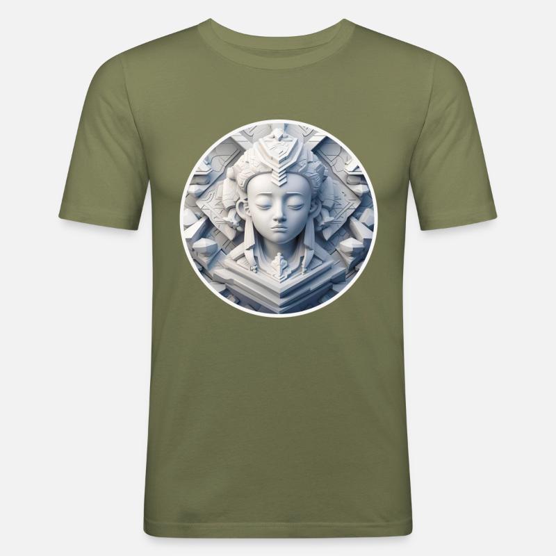 Mind 01 - Männer Slim Fit T-Shirt - Khaki Grün