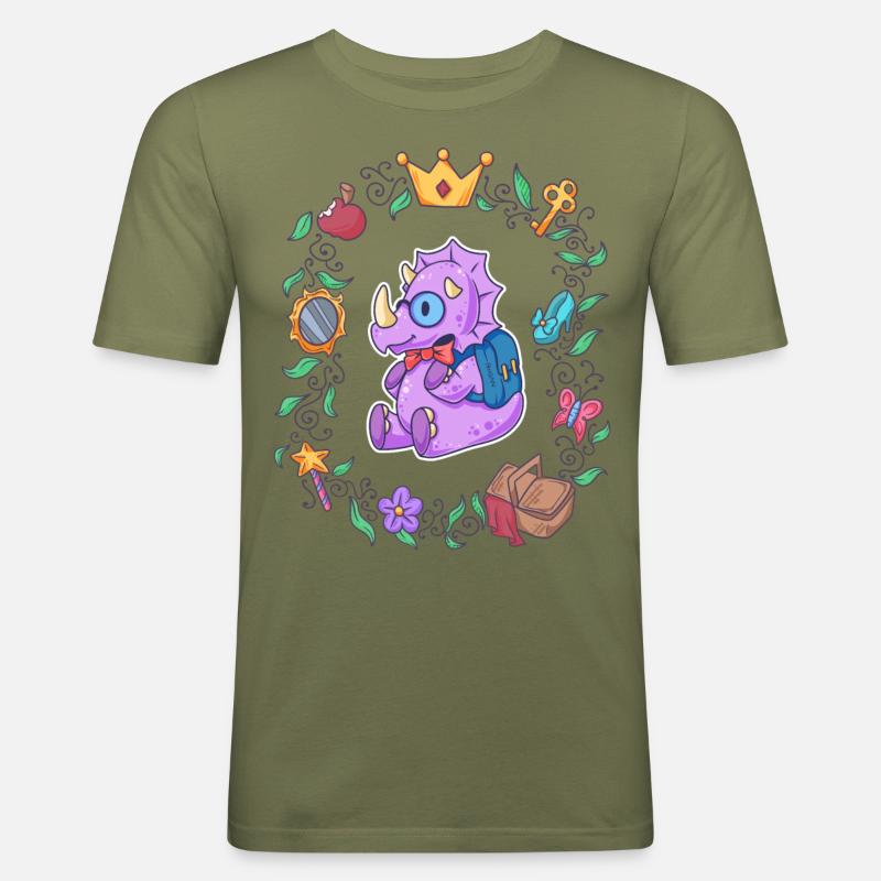 Triceratops Mädchen Schule Märchen - Männer Slim Fit T-Shirt - Khaki Grün