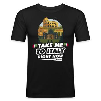 Italie - T-shirt près du corps Homme - noir - Devant - Nik (191cm)
