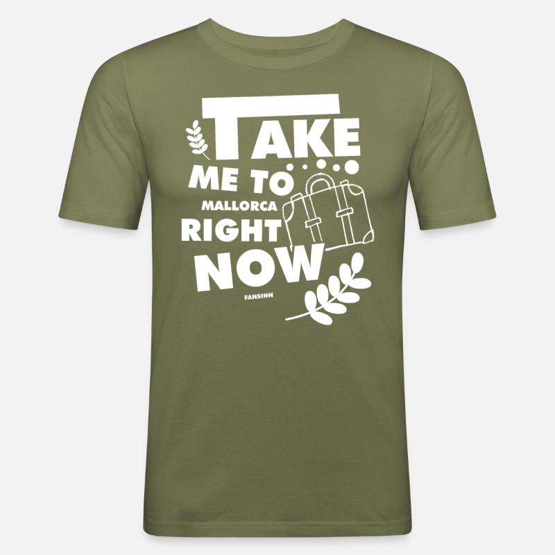 Majorque vacances Loisirs - T-shirt près du corps Homme - vert kaki