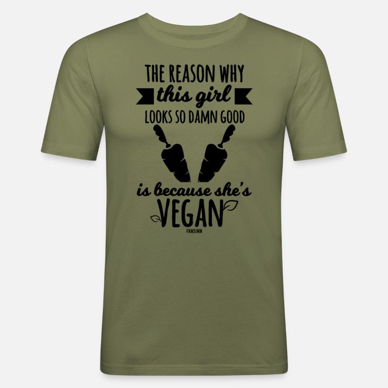 vegane Mutter Mädchen Vegetarierin - Männer Slim Fit T-Shirt - Khaki Grün