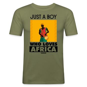Just A Boy Who Loves Africa - Men's Slim Fit T-Shirt - khaki green - Front - Jaron (178cm)
