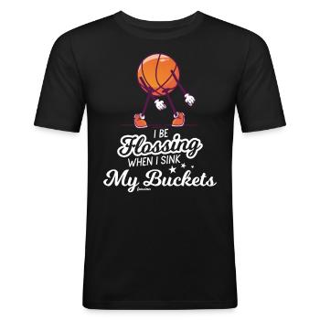 Basketball danse sports de balle dribble - T-shirt près du corps Homme - noir - Devant - Nik (191cm)