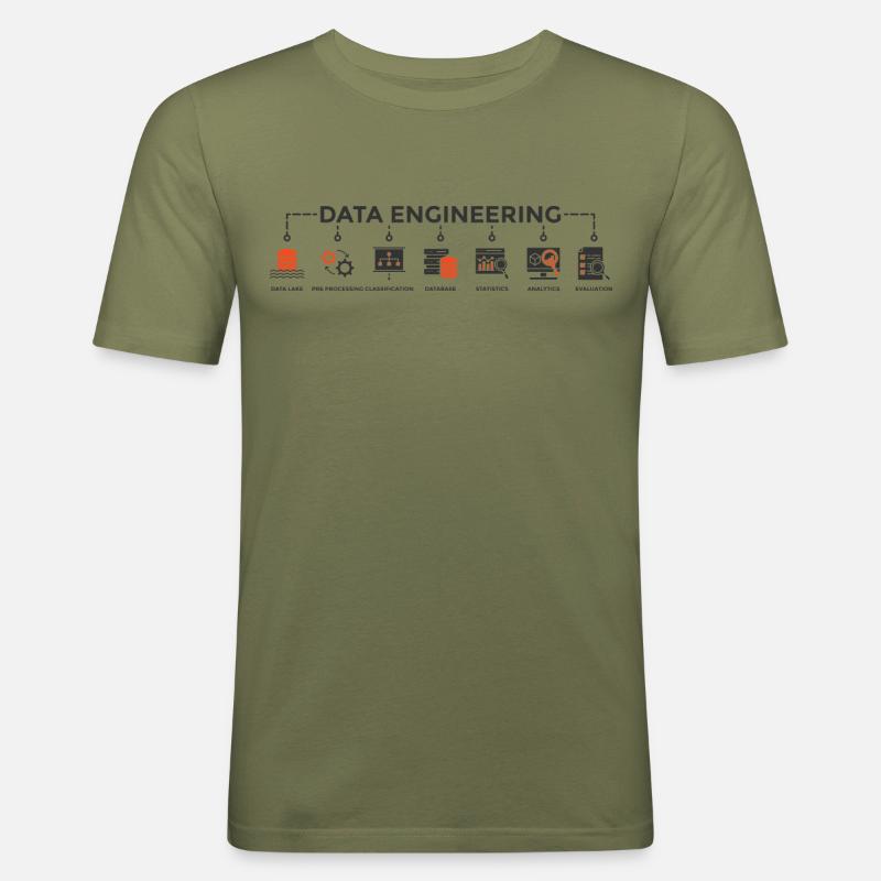DATA ENGINEERING - Männer Slim Fit T-Shirt - Khaki Grün