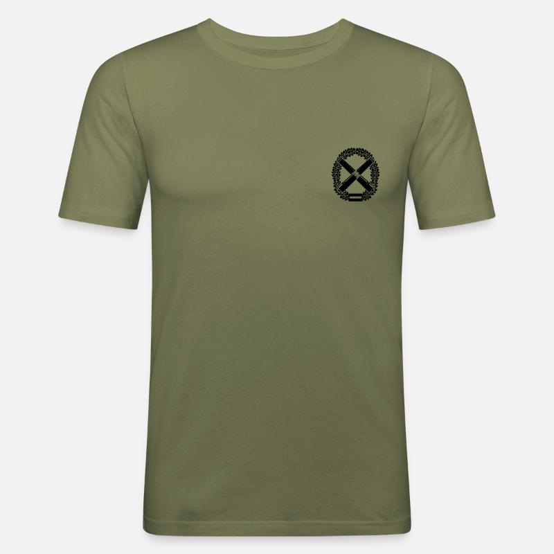 Barettabzeichen Artillerie klein Brust - Männer Slim Fit T-Shirt - Khaki Grün