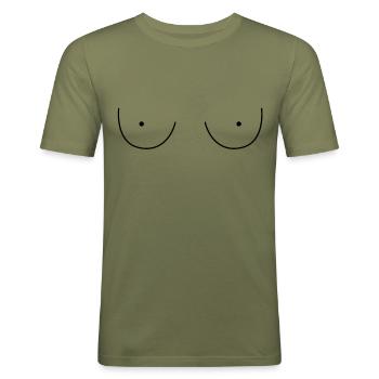 Brueste - Männer Slim Fit T-Shirt - Khaki Grün - Vorne - Jaron (178cm)